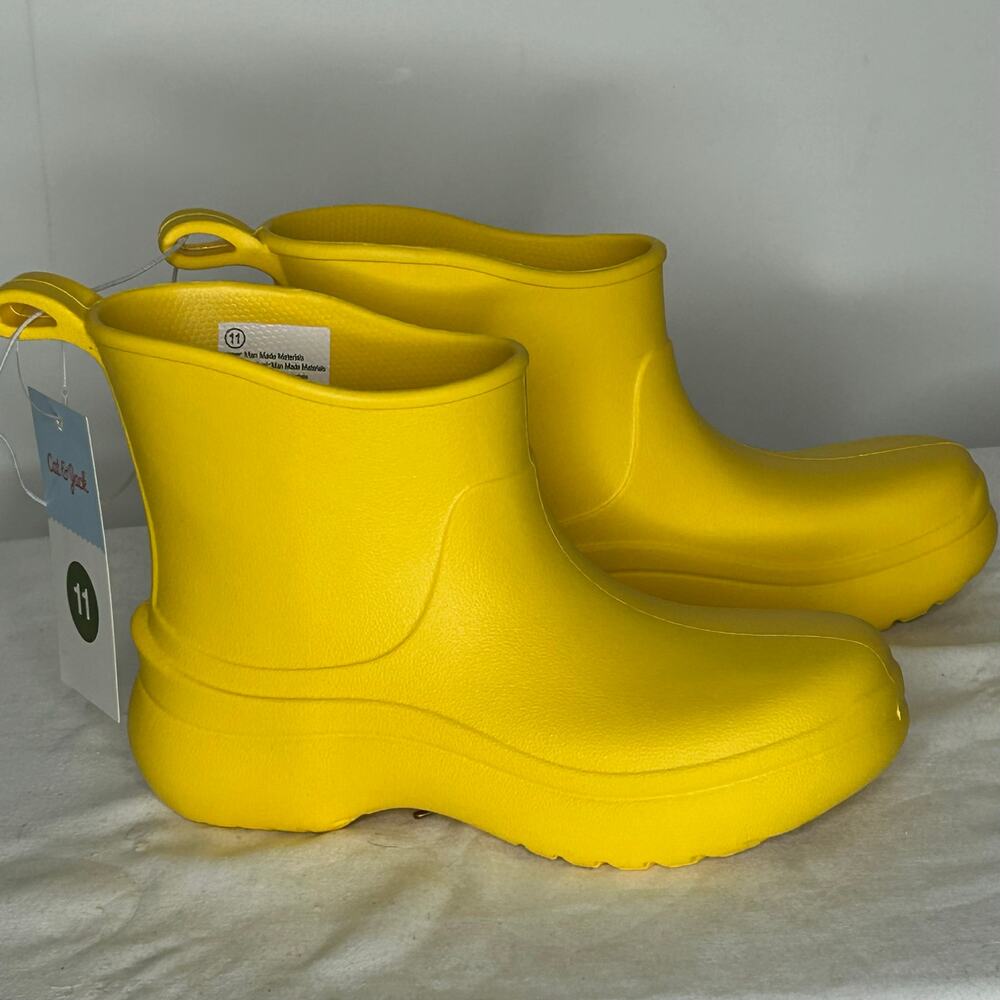 Cat & Jack Yellow Rain Boots Ankle Boots Size 11 Kids Waterproof NWT